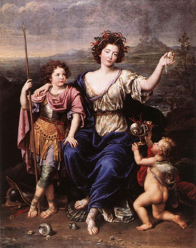 MIGNARD, Pierre The Marquise de Seignelay and Two of her Children France oil painting art